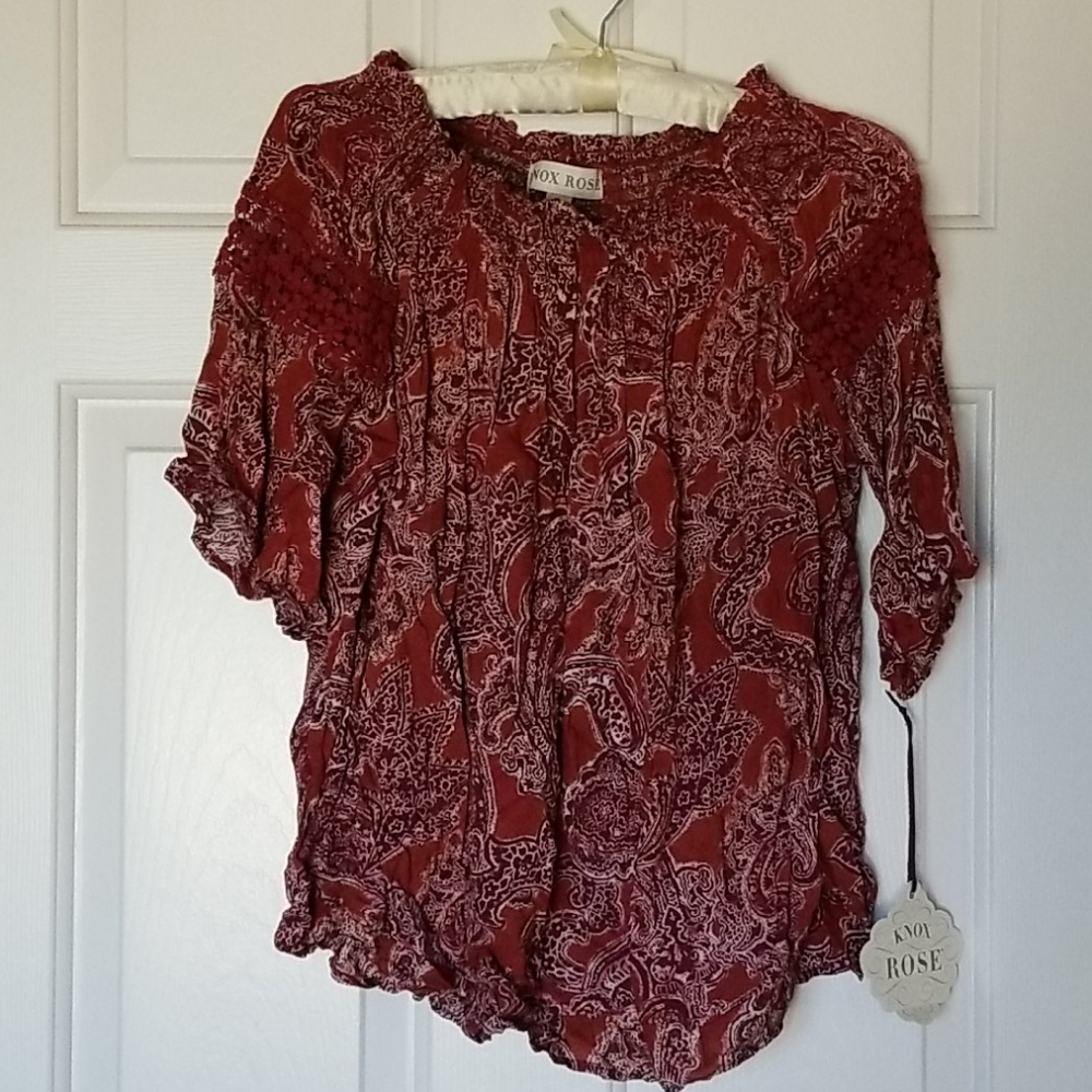 Knox Rose red paisley top